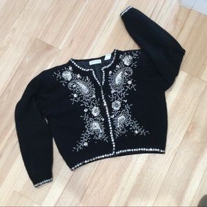 Fabulous Black Cropped Sequin & Beaded Cardigan